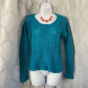 Chunky Aeropostale Blue Silver Metallic Knit Sweater